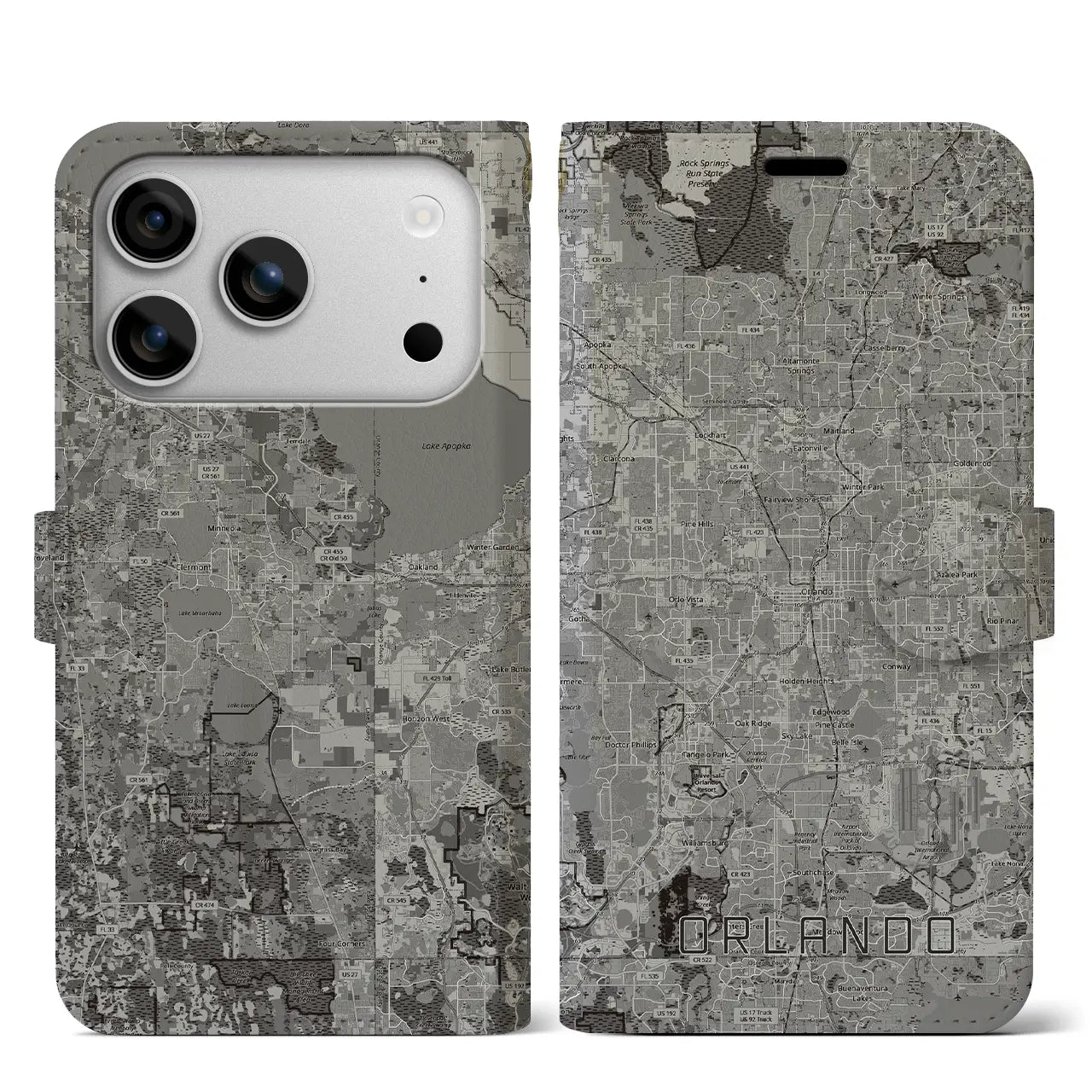 【オーランド（アメリカ）】地図柄iPhoneケース（手帳タイプ）