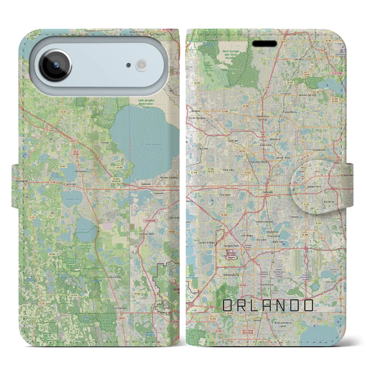 【オーランド（アメリカ）】地図柄iPhoneケース（手帳タイプ）