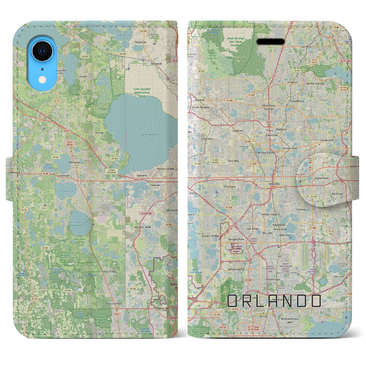 【オーランド（アメリカ）】地図柄iPhoneケース（手帳タイプ）