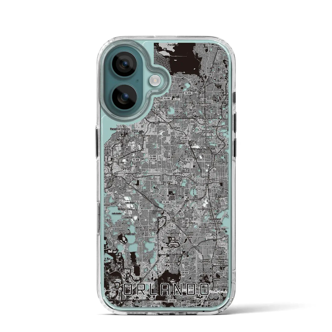 【オーランド（アメリカ）】地図柄iPhoneケース（MagSafeタイプ）モノトーン・iPhone 16 Pro 用