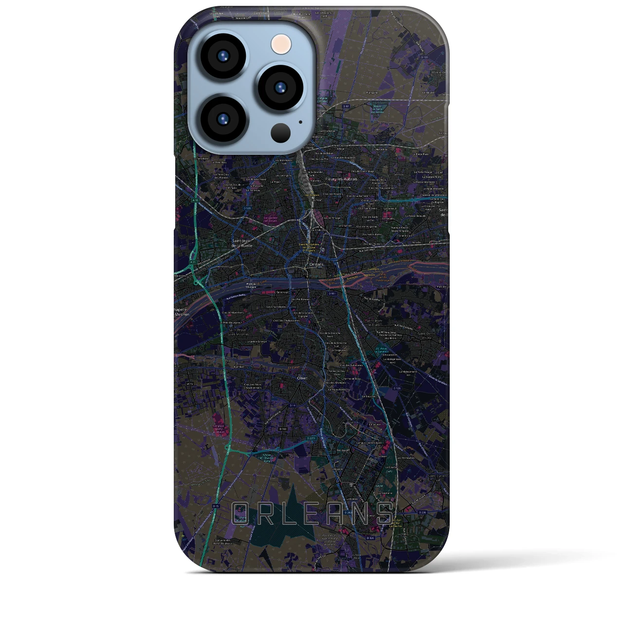 【オルレアン】地図柄iPhoneケース（バックカバータイプ・ブラック）iPhone 13 Pro Max 用