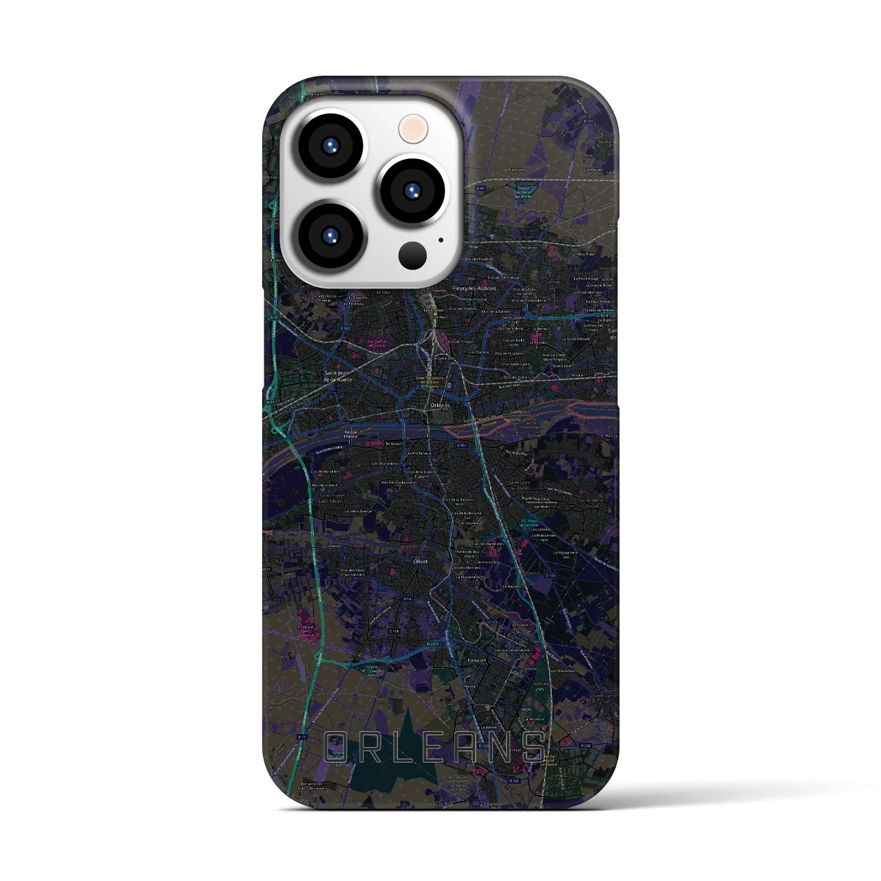 【オルレアン】地図柄iPhoneケース（バックカバータイプ・ブラック）iPhone 13 Pro 用