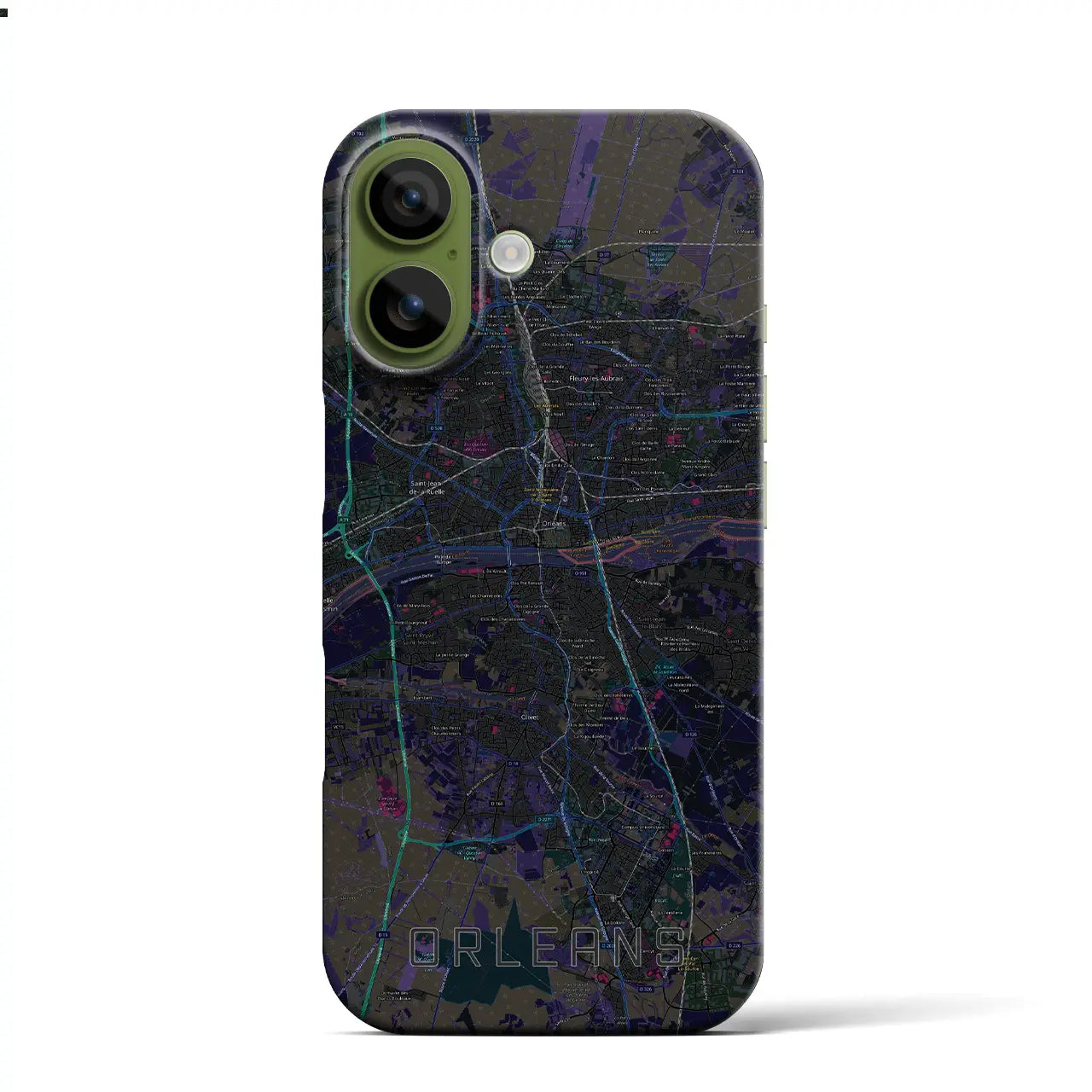 【オルレアン（フランス）】地図柄iPhoneケース（バックカバータイプ）