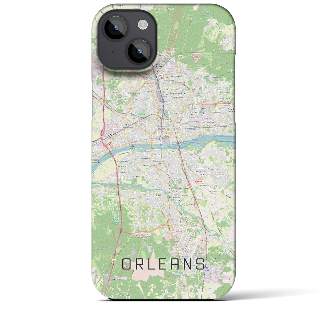【オルレアン】地図柄iPhoneケース（バックカバータイプ・ナチュラル）iPhone 14 Plus 用