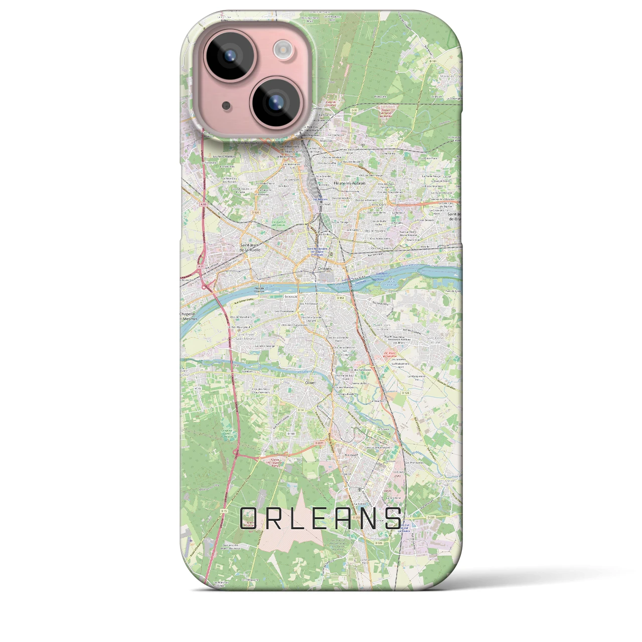 【オルレアン】地図柄iPhoneケース（バックカバータイプ・ナチュラル）iPhone 15 Plus 用