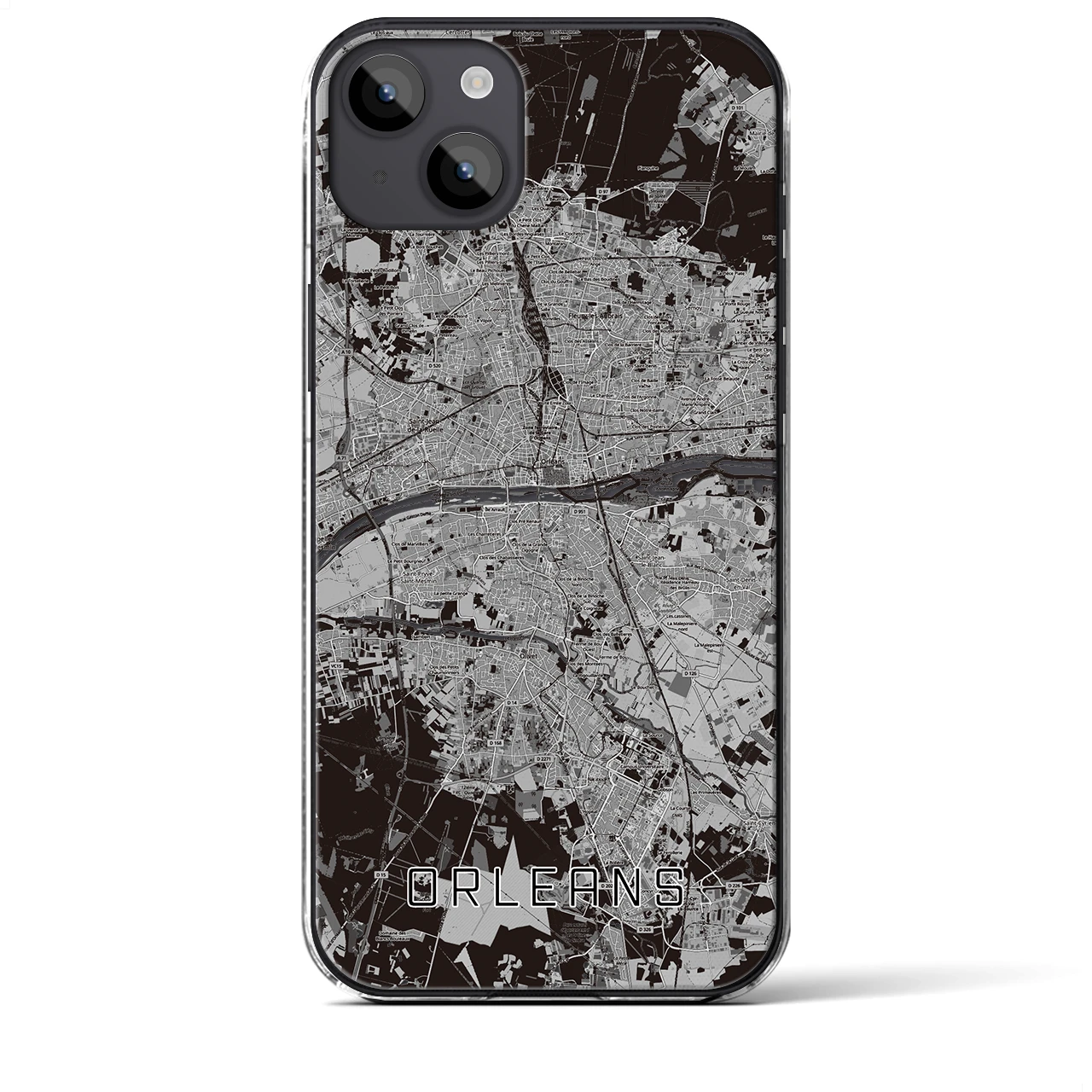 【オルレアン】地図柄iPhoneケース（クリアタイプ・モノトーン）iPhone 14 Plus 用