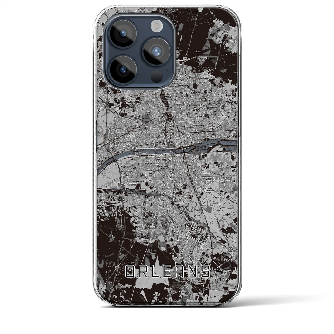 【オルレアン】地図柄iPhoneケース（クリアタイプ・モノトーン）iPhone 15 Pro Max 用