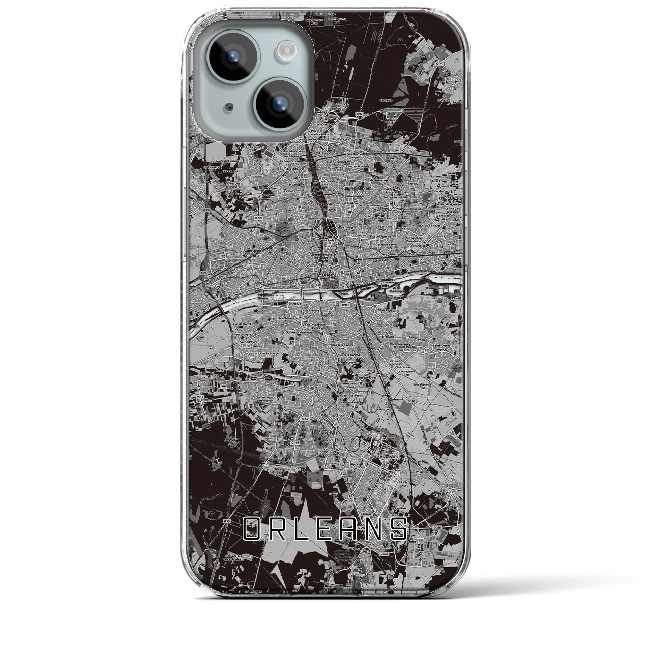 【オルレアン】地図柄iPhoneケース（クリアタイプ・モノトーン）iPhone 15 Plus 用