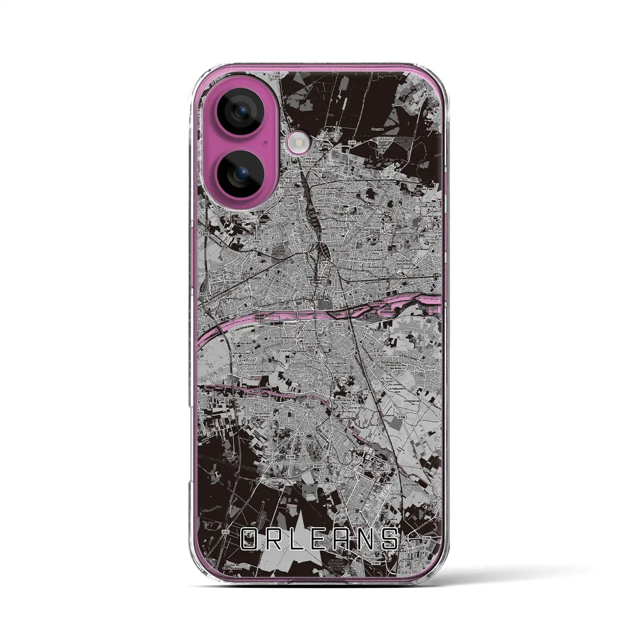 【オルレアン（フランス）】地図柄iPhoneケース（クリアタイプ）