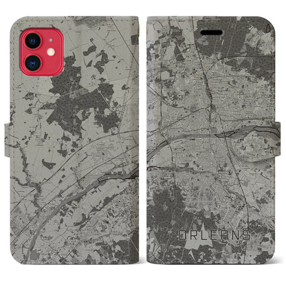 【オルレアン（フランス）】地図柄iPhoneケース（手帳タイプ）モノトーン・iPhone 11 用