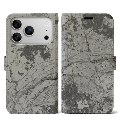 【オルレアン（フランス）】地図柄iPhoneケース（手帳タイプ）