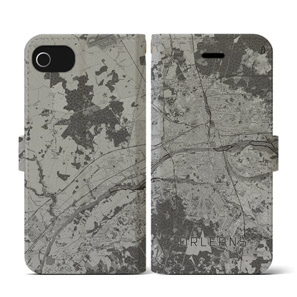 【オルレアン（フランス）】地図柄iPhoneケース（手帳タイプ）モノトーン・iPhone SE（第3 / 第2世代） / 8 / 7 / 6s / 6 用