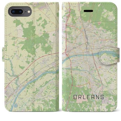 【オルレアン（フランス）】地図柄iPhoneケース（手帳タイプ）ナチュラル・iPhone 8Plus /7Plus / 6sPlus / 6Plus 用
