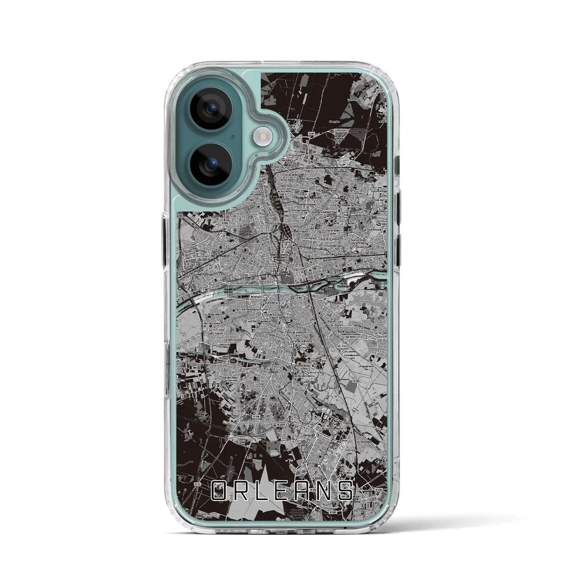 【オルレアン（フランス）】地図柄iPhoneケース（MagSafeタイプ）モノトーン・iPhone 16 Pro 用