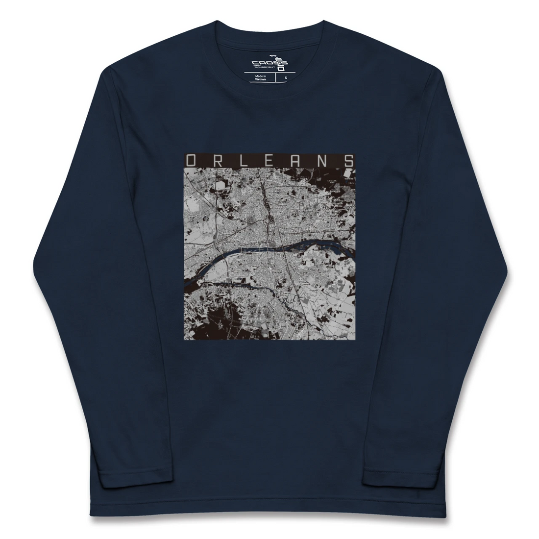 【オルレアン(フランス)】地図柄ロングスリーブTシャツ