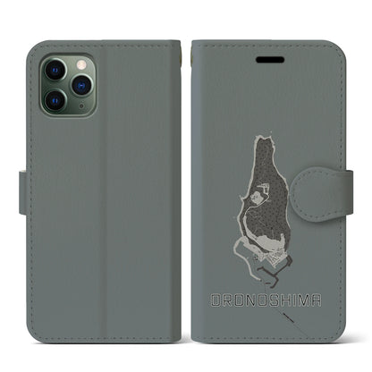 【小呂島（福岡県）】地図柄iPhoneケース（手帳タイプ）モノトーン・iPhone 11 Pro 用