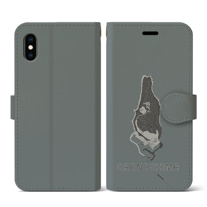 【小呂島（福岡県）】地図柄iPhoneケース（手帳タイプ）モノトーン・iPhone XS / X 用