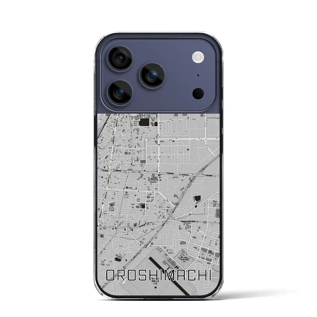【卸町（宮城県）】地図柄iPhoneケース（クリアタイプ）モノトーン・iPhone 17 Pro Max 用