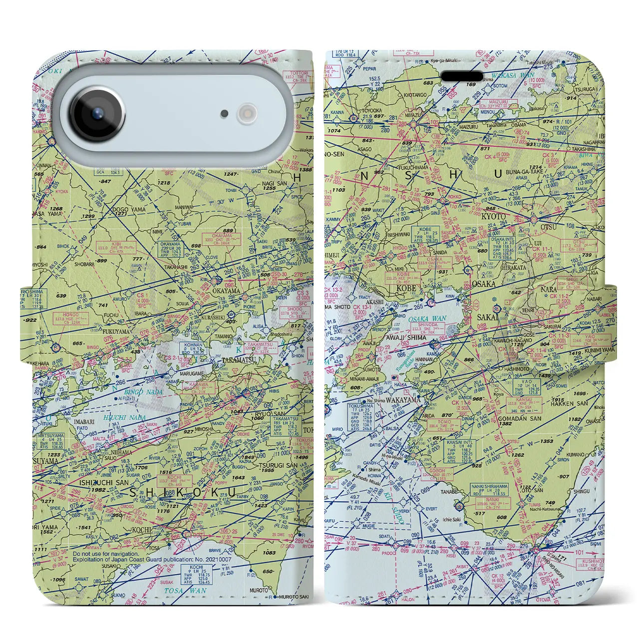 【大阪航空図（大阪府）】航空図iPhoneケース（手帳タイプ）