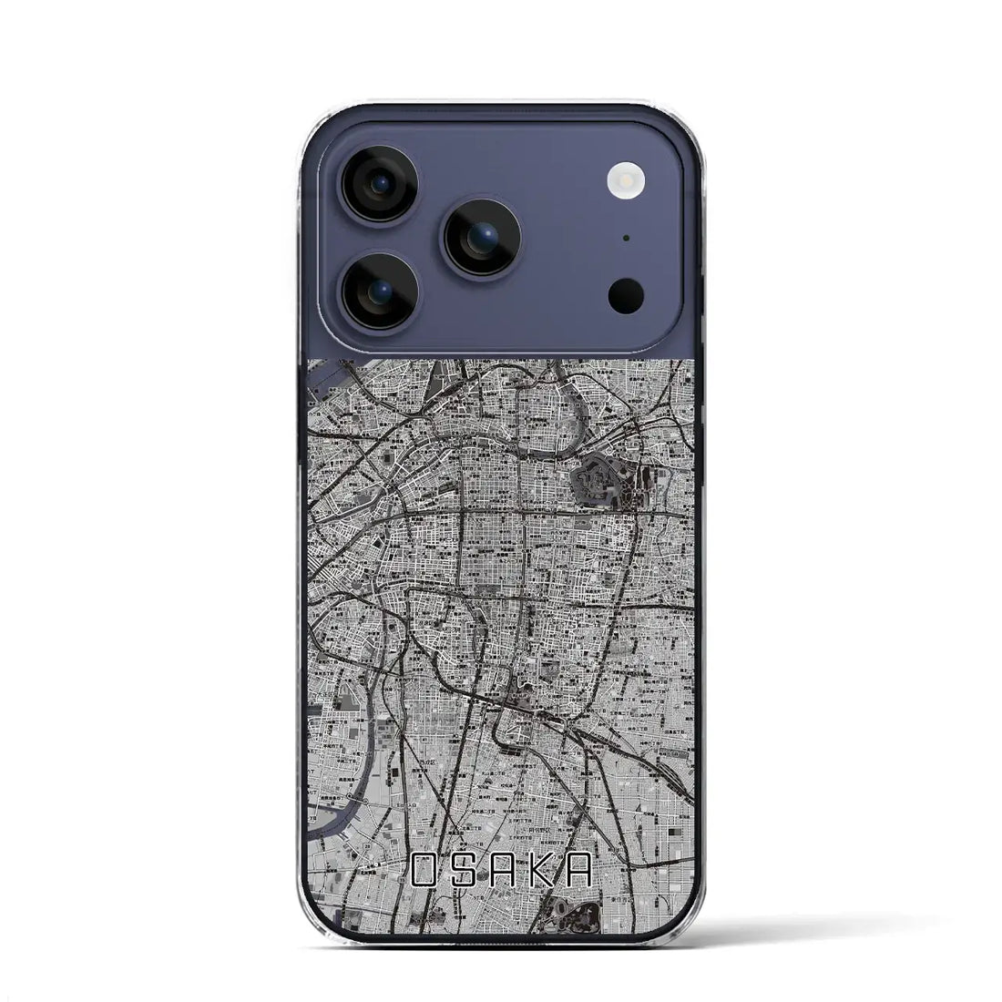 【大阪(大阪府)】地図柄iPhoneケース(クリアタイプ)モノトーン・iPhone 17 Pro Max 用