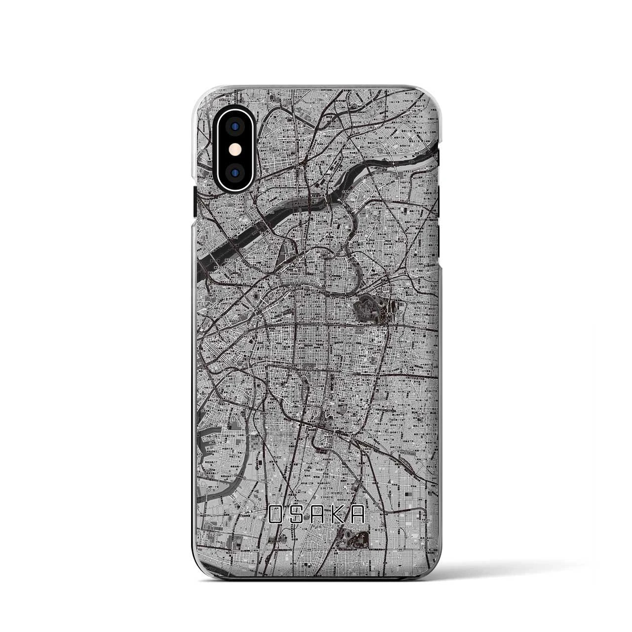 【大阪（大阪府）】地図柄iPhoneケース（クリアタイプ）モノトーン・iPhone XS / X 用