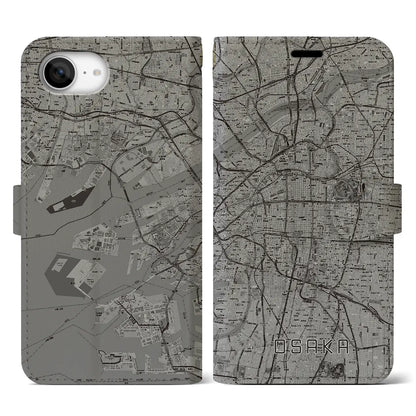 【大阪（大阪府）】地図柄iPhoneケース（手帳タイプ）