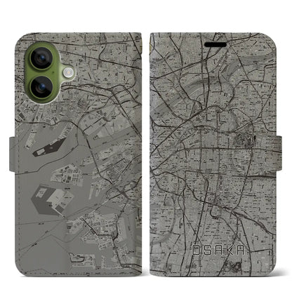 【大阪（大阪府）】地図柄iPhoneケース（手帳タイプ）