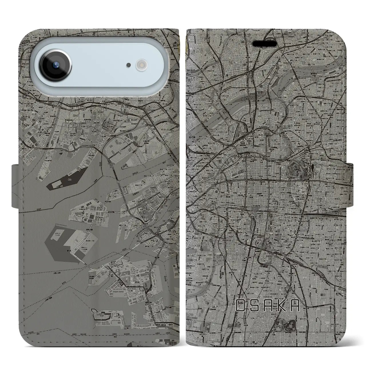 【大阪（大阪府）】地図柄iPhoneケース（手帳タイプ）