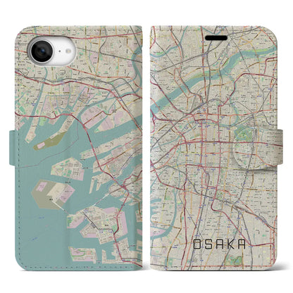 【大阪（大阪府）】地図柄iPhoneケース（手帳タイプ）