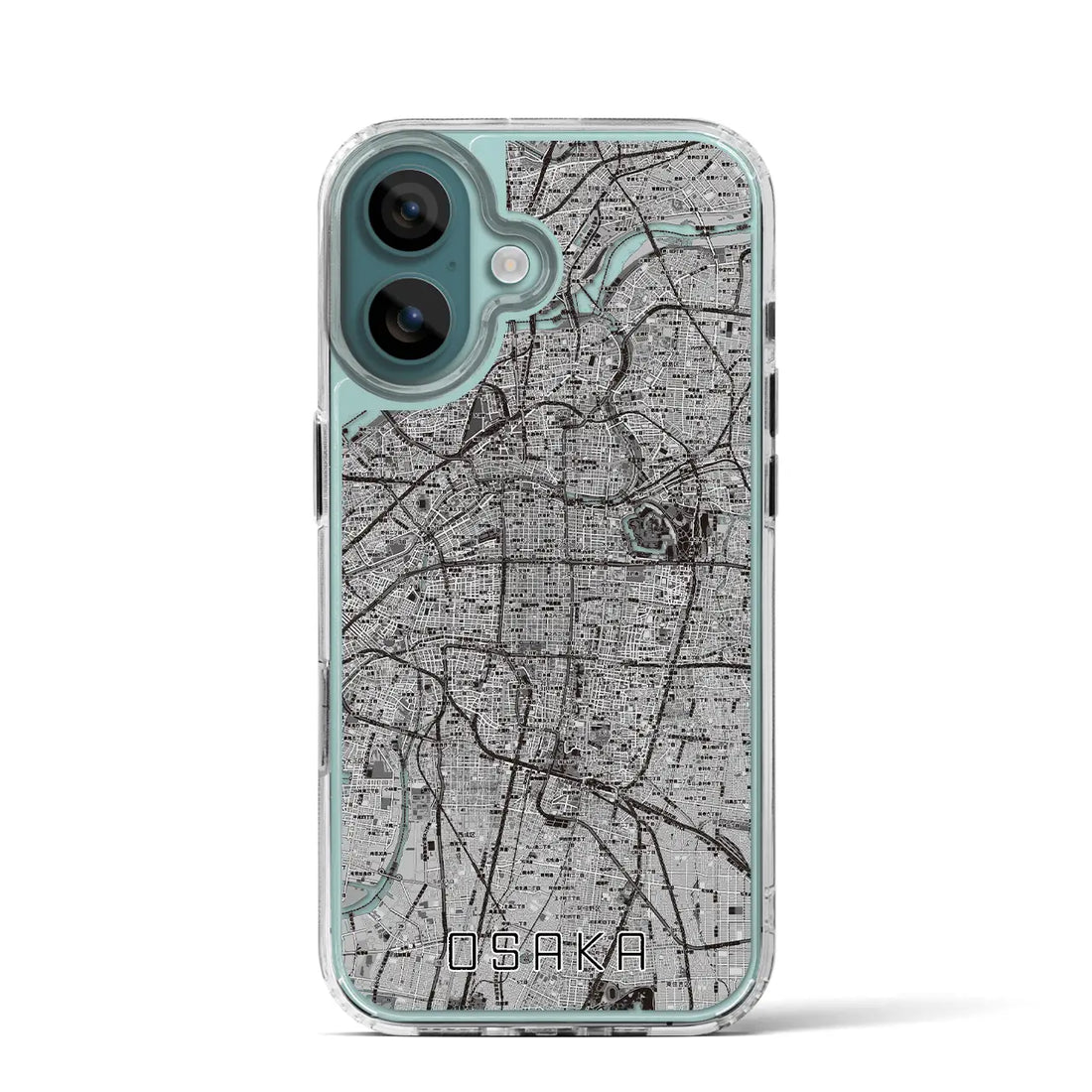 【大阪(大阪府)】地図柄iPhoneケース(MagSafeタイプ)モノトーン・iPhone 16 Pro 用