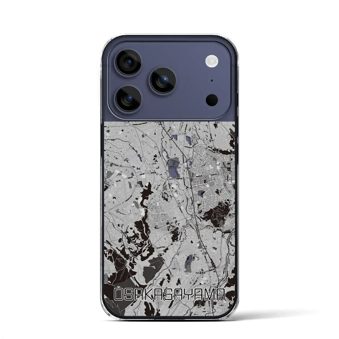 【大阪狭山（大阪府）】地図柄iPhoneケース（クリアタイプ）モノトーン・iPhone 17 Pro Max 用