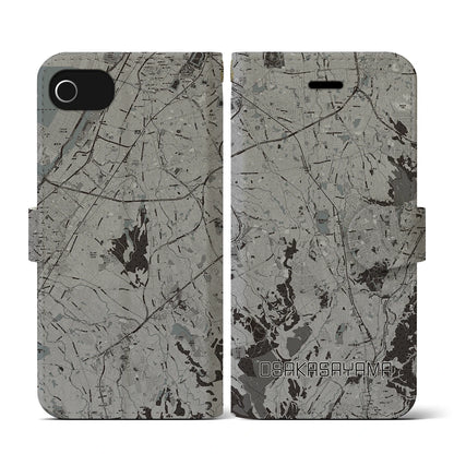 【大阪狭山（大阪府）】地図柄iPhoneケース（手帳タイプ）モノトーン・iPhone SE（第3 / 第2世代） / 8 / 7 / 6s / 6 用