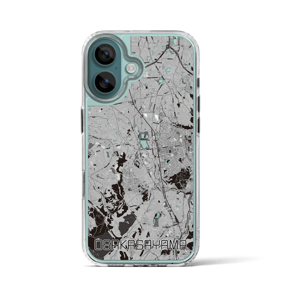 【大阪狭山(大阪府)】地図柄iPhoneケース(MagSafeタイプ)モノトーン・iPhone 16 Pro 用