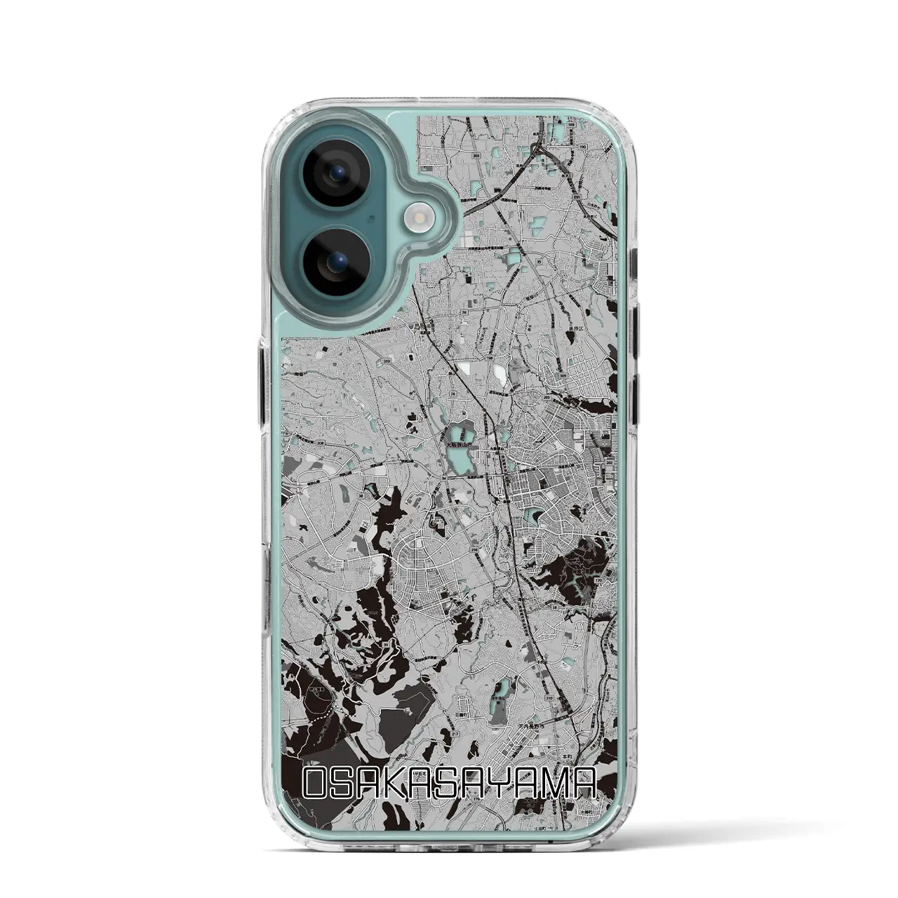 【大阪狭山（大阪府）】地図柄iPhoneケース（MagSafeタイプ）モノトーン・iPhone 16 Pro 用
