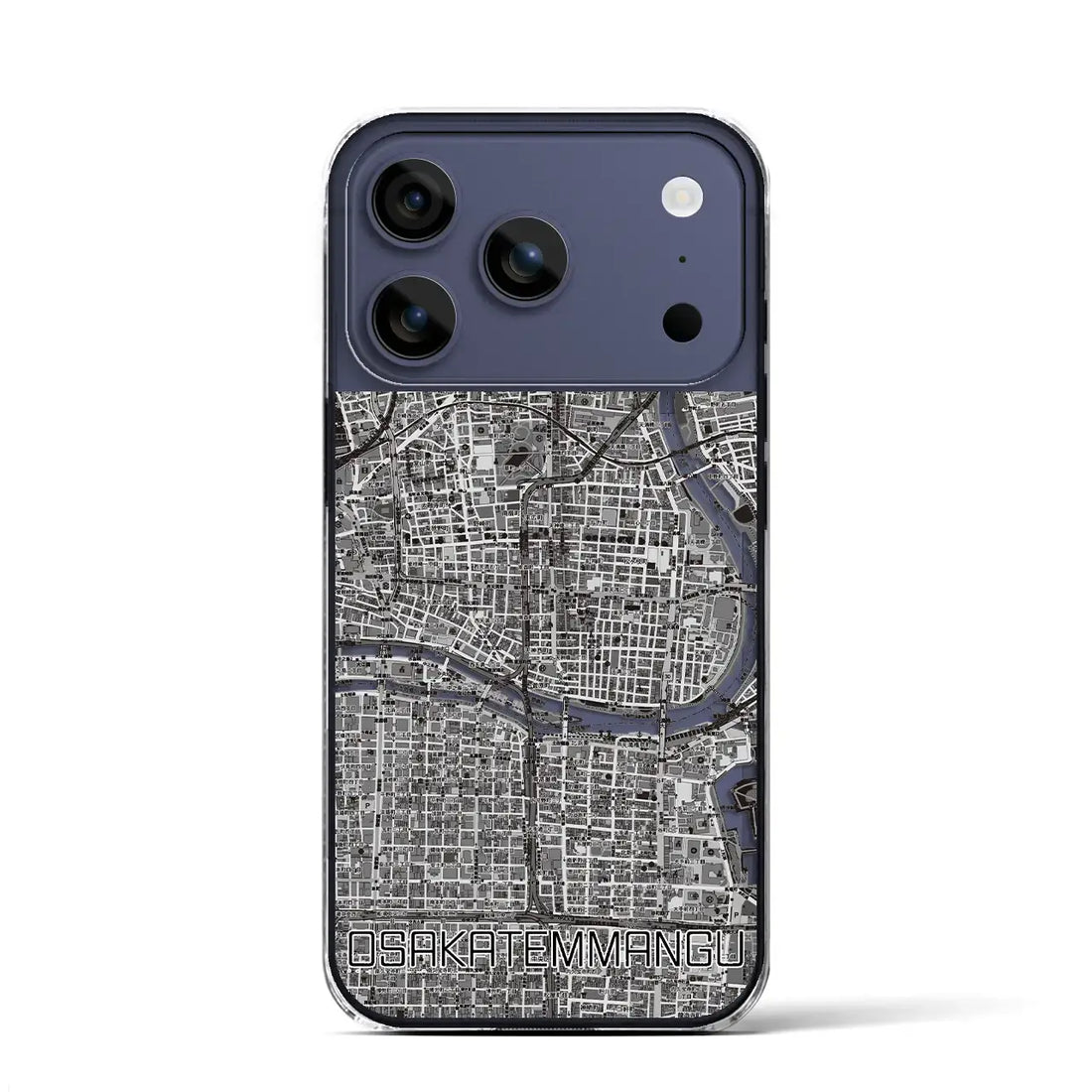 【大阪天満宮（大阪府）】地図柄iPhoneケース（クリアタイプ）モノトーン・iPhone 17 Pro Max 用