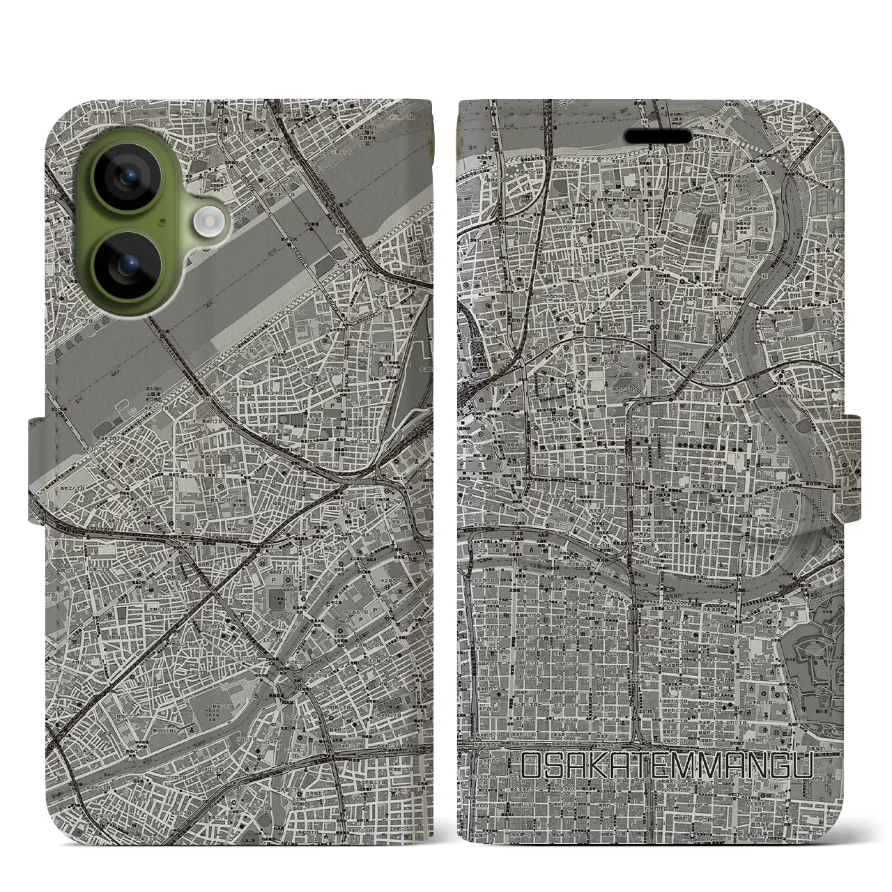 【大阪天満宮（大阪府）】地図柄iPhoneケース（手帳タイプ）