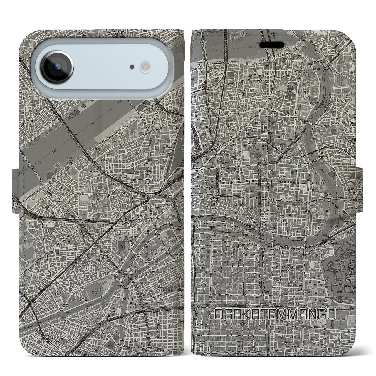 【大阪天満宮（大阪府）】地図柄iPhoneケース（手帳タイプ）