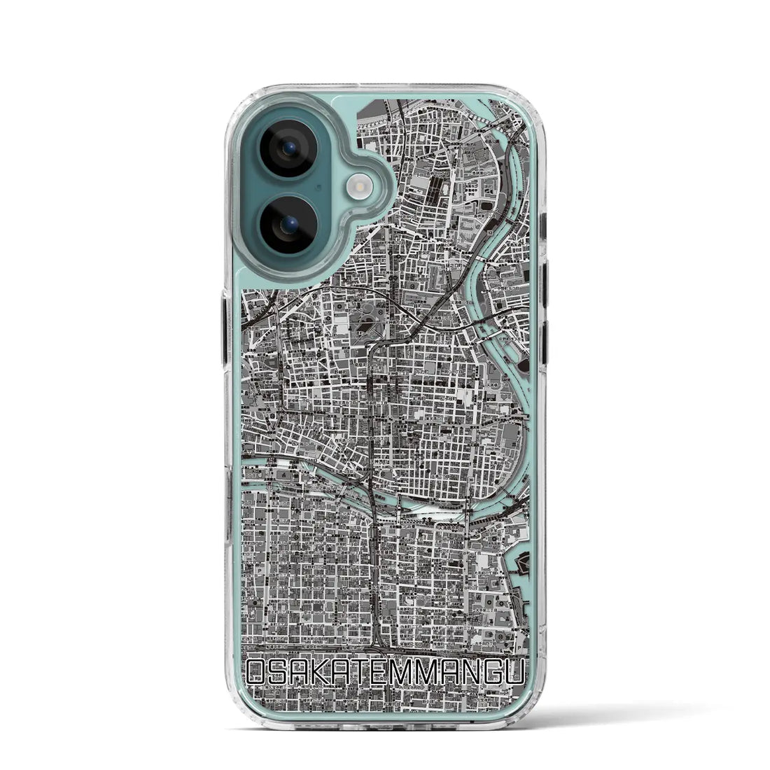 【大阪天満宮（大阪府）】地図柄iPhoneケース（MagSafeタイプ）モノトーン・iPhone 16 Pro 用