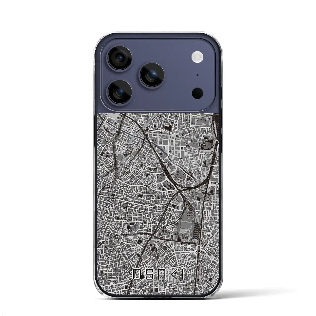 【大崎（東京都）】地図柄iPhoneケース（クリアタイプ）モノトーン・iPhone 17 Pro Max 用