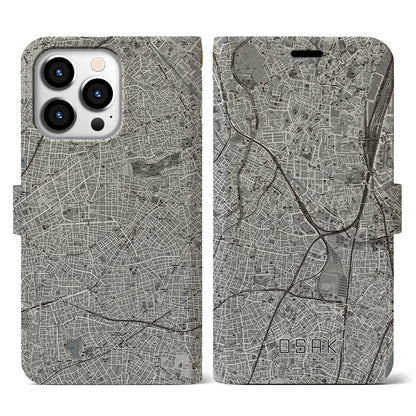 【大崎（東京都）】地図柄iPhoneケース（手帳タイプ）モノトーン・iPhone 13 Pro 用