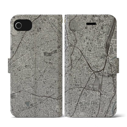 【大崎（東京都）】地図柄iPhoneケース（手帳タイプ）モノトーン・iPhone SE（第3 / 第2世代） / 8 / 7 / 6s / 6 用