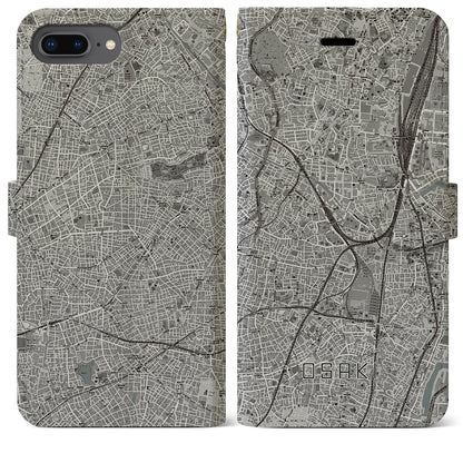 【大崎（東京都）】地図柄iPhoneケース（手帳タイプ）モノトーン・iPhone 8Plus /7Plus / 6sPlus / 6Plus 用