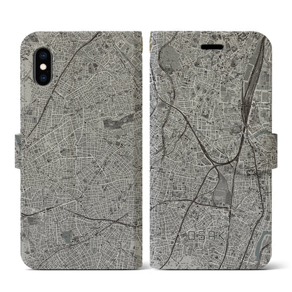 【大崎（東京都）】地図柄iPhoneケース（手帳タイプ）モノトーン・iPhone XS / X 用