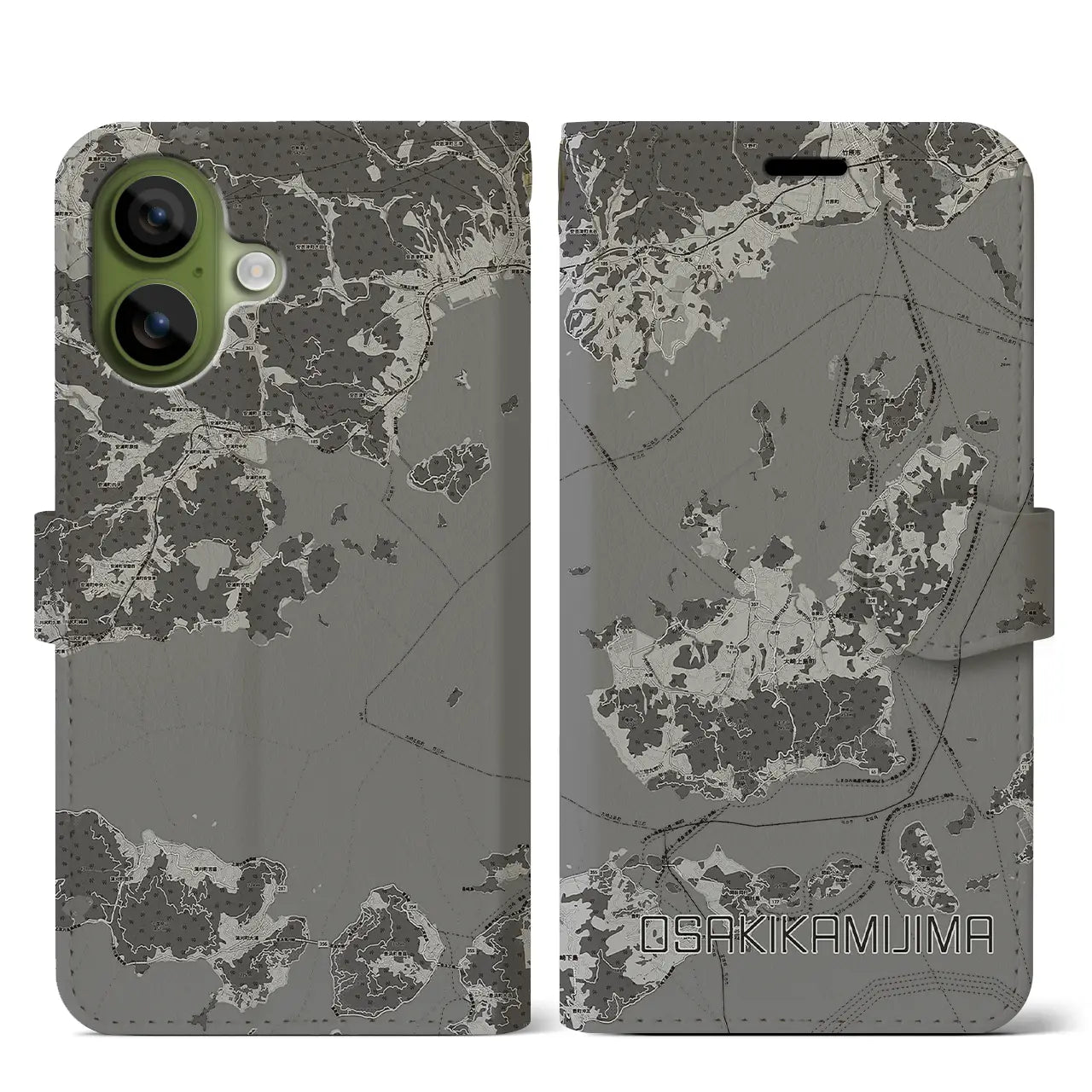 【大崎上島（広島県）】地図柄iPhoneケース（手帳タイプ）