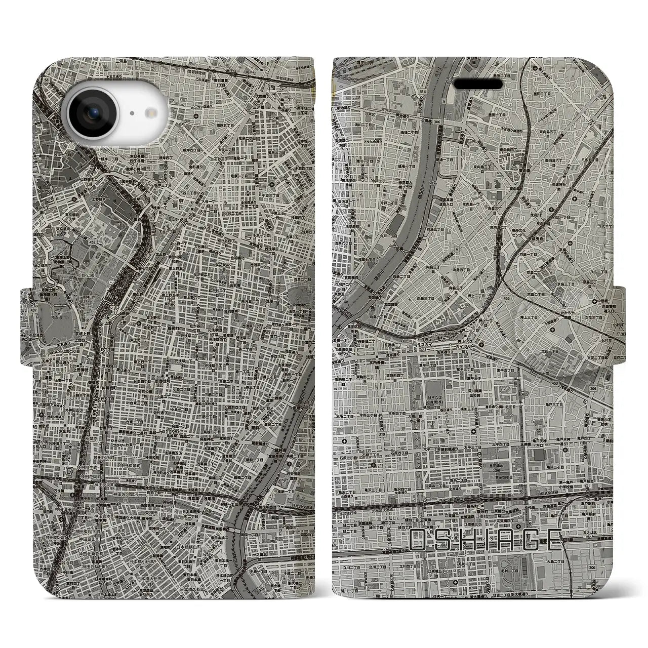【押上（東京都）】地図柄iPhoneケース（手帳タイプ）