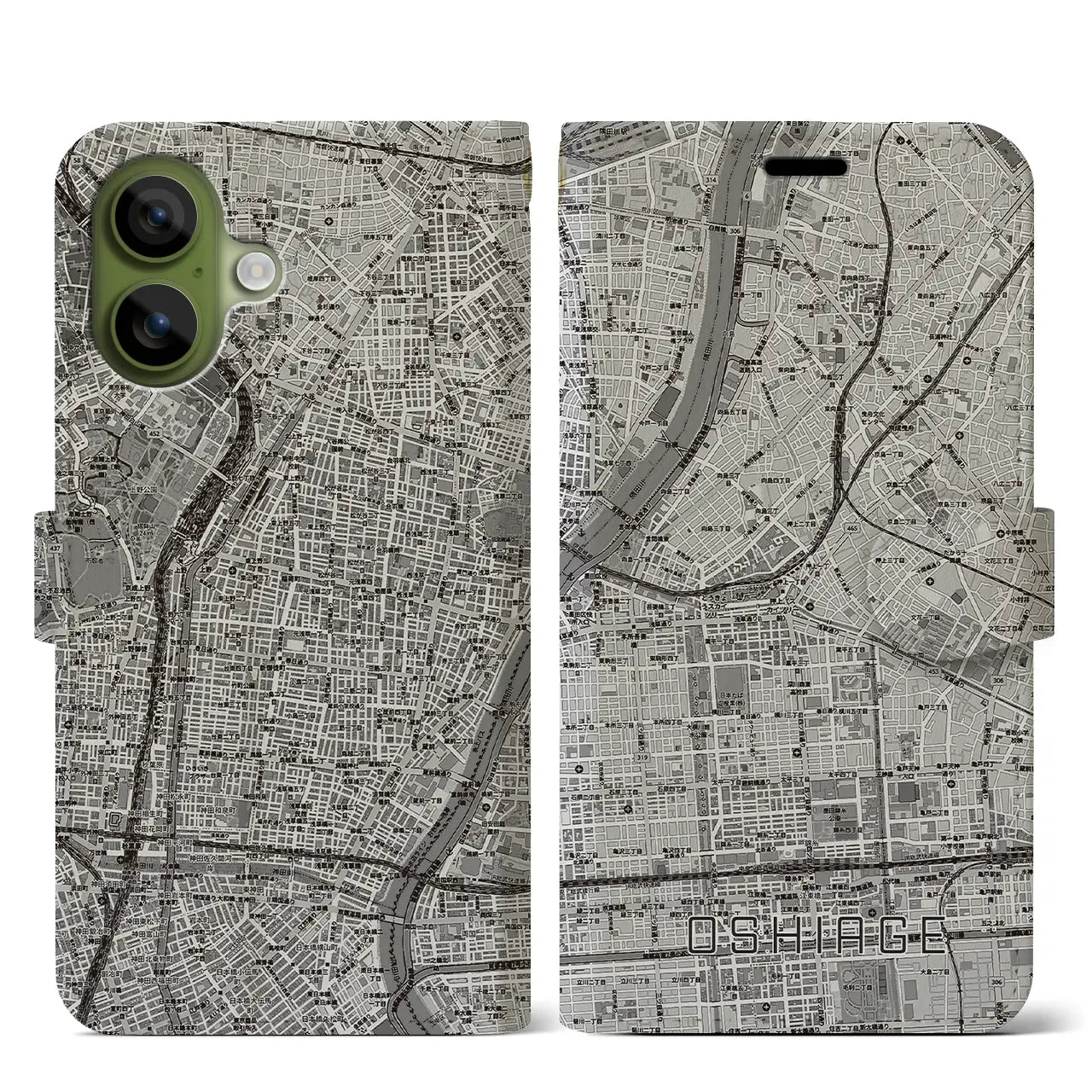 【押上（東京都）】地図柄iPhoneケース（手帳タイプ）