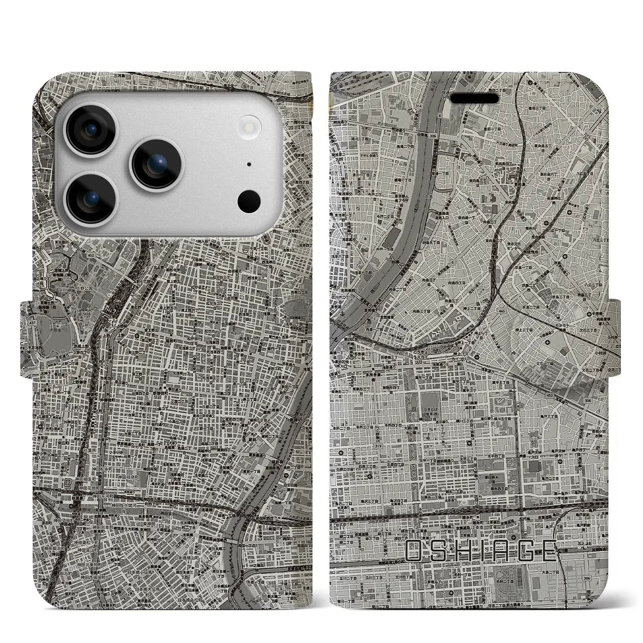 【押上（東京都）】地図柄iPhoneケース（手帳タイプ）