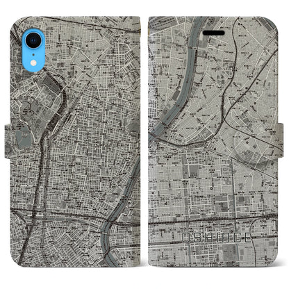 【押上（東京都）】地図柄iPhoneケース（手帳タイプ）モノトーン・iPhone XR 用