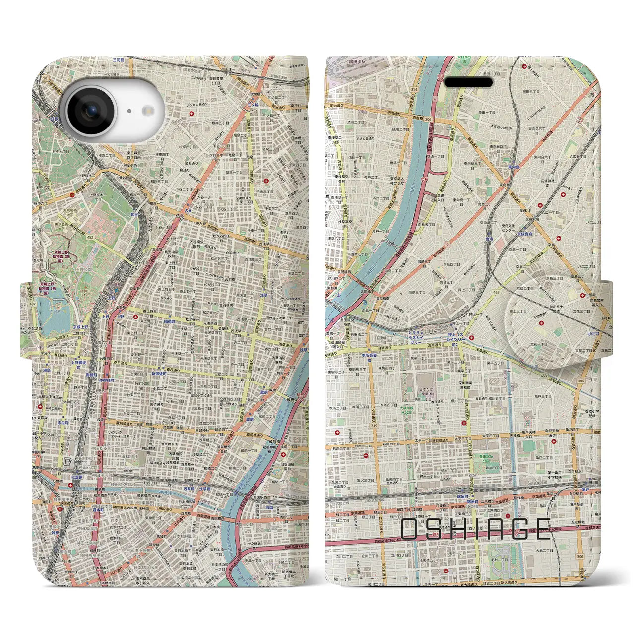 【押上（東京都）】地図柄iPhoneケース（手帳タイプ）