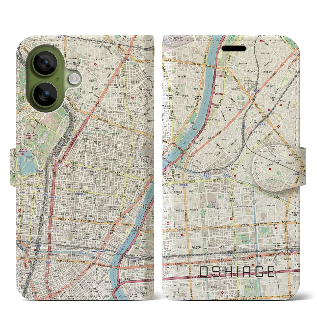 【押上（東京都）】地図柄iPhoneケース（手帳タイプ）